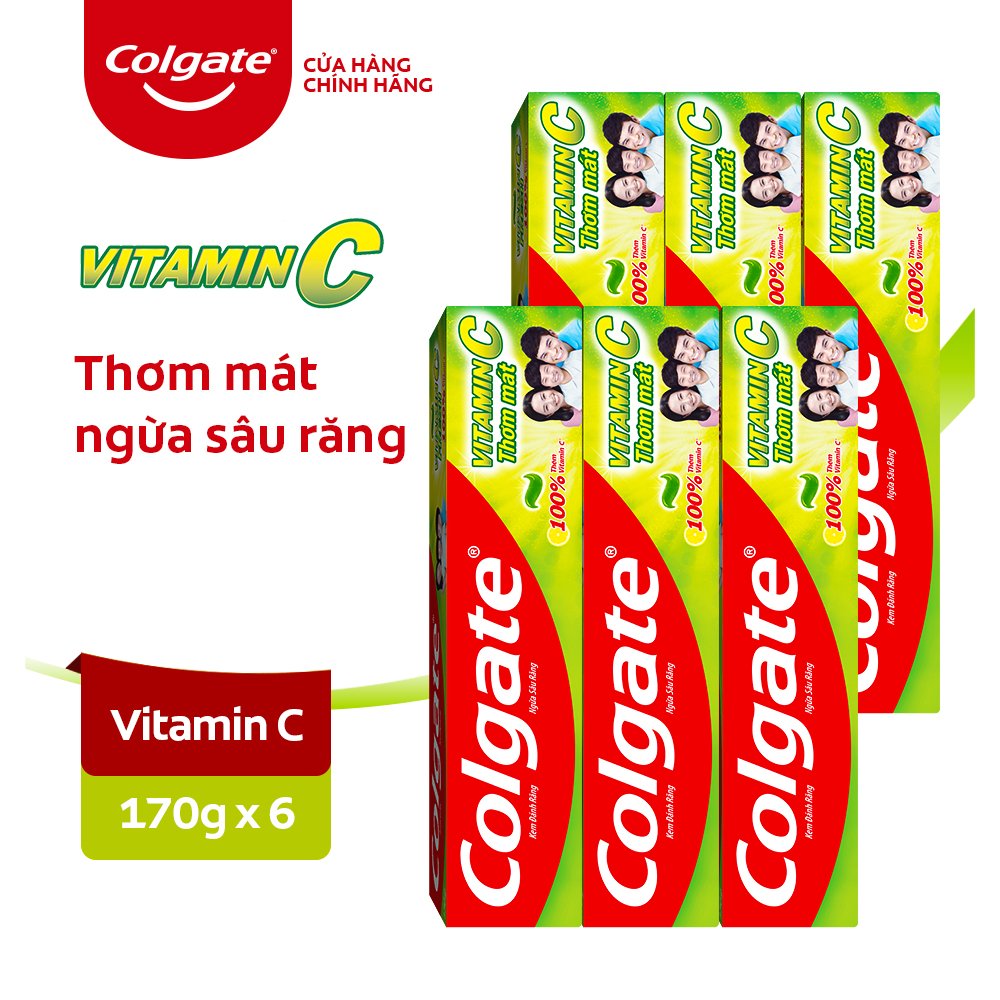 Bộ 6 Kem đánh răng Colgate Vitamin C thơm mát 170g/ tuýp