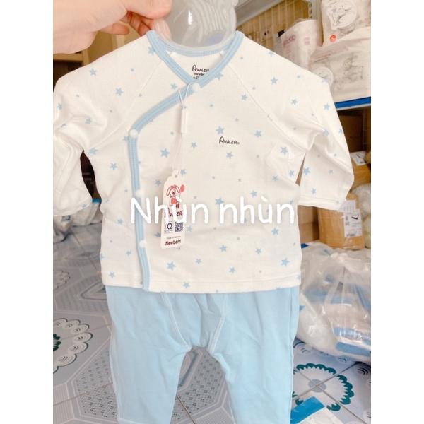 Bộ Avaler sơ sinh sợi tre/ cotton nỉ cài lệch/cài chéo size Nb/3-6m