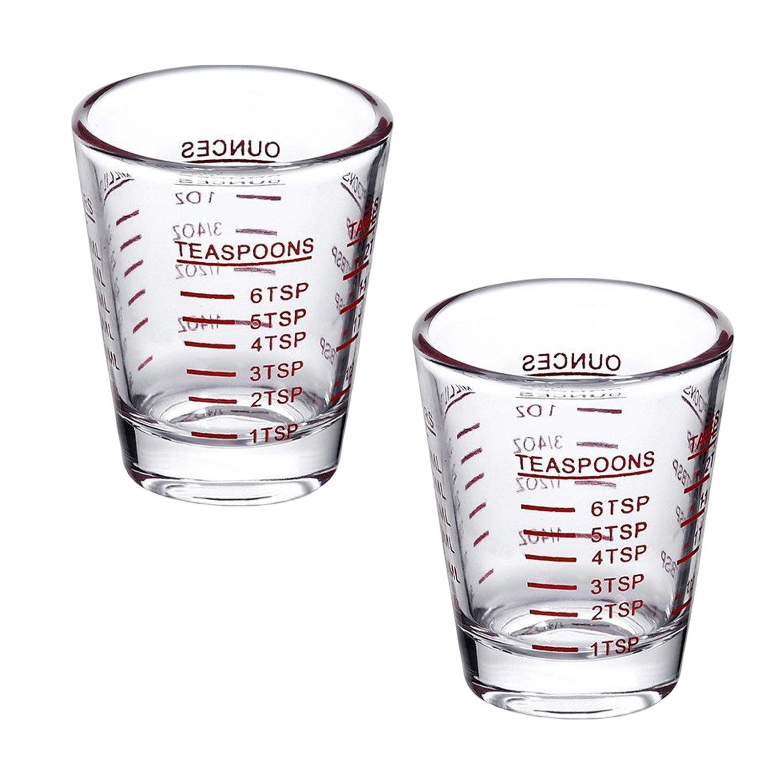 2x Clear Glass with Scale Glass Measuring Cup for Cafe