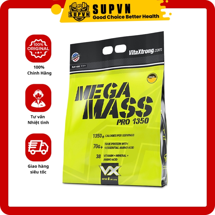 Mega Mass Pro 1350 6Lbs 2.7Kg Vitaxtrong Sữa Hỗ Trợ Tăng Cân Từ Usa - Cookie &Amp; Cream