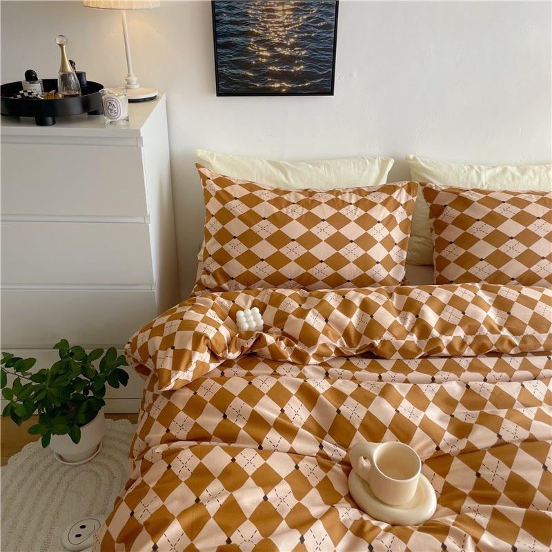 Bộ Chăn Ga Gối Cotton Living 100%cotton Hàng Nhập Khẩu Cao Cấp 4 Món Hình Thoi