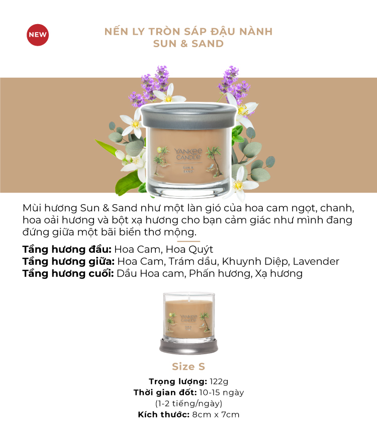 Nến ly tròn sáp đậu nành Yankee Candle size L (567g) - Sun &amp; Sand