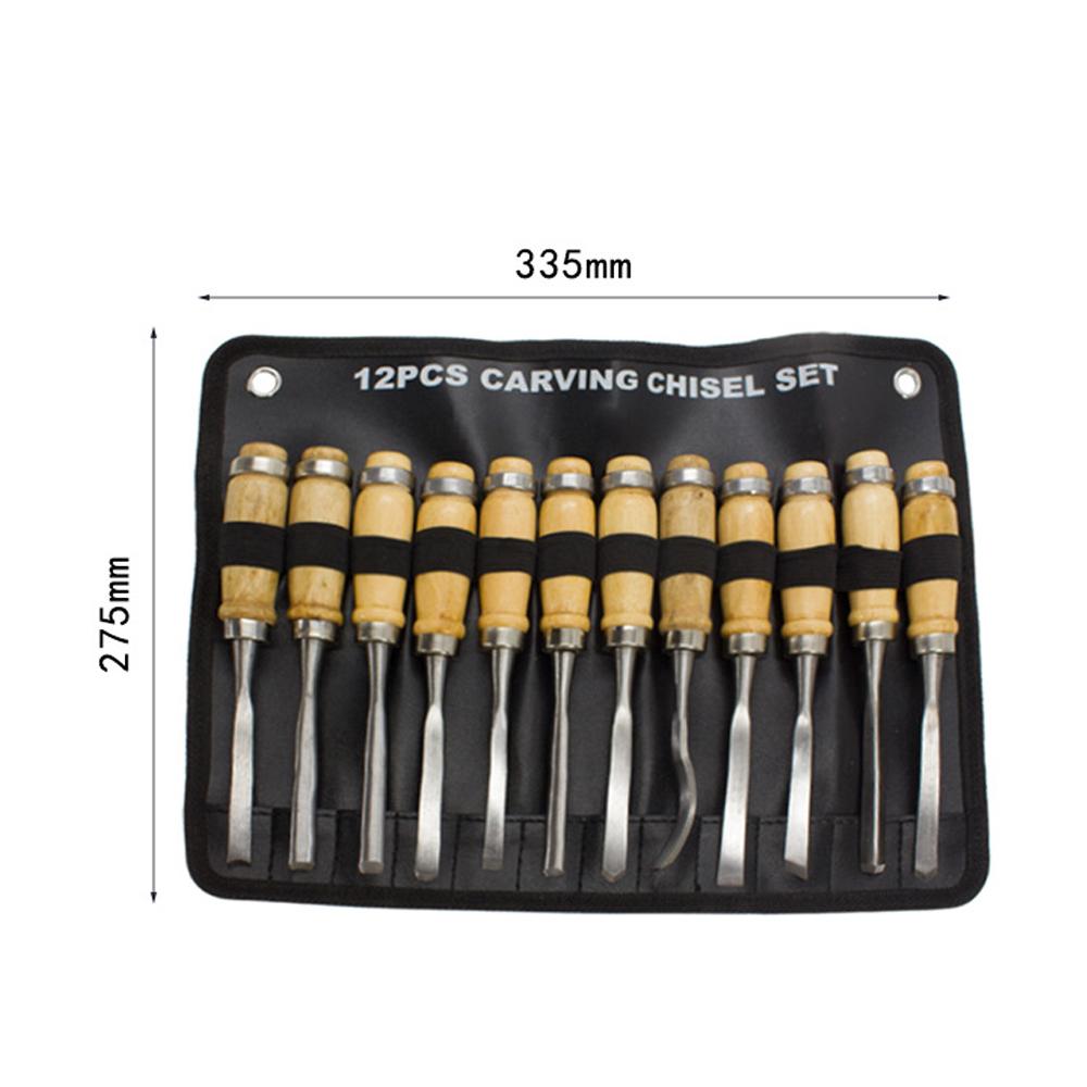 12 PCS Set Woodworking Cutters Set DIY Woodworking Carving Tools Set Multifunctional Household Carpenters Chisel Tool Set with Storage Bag