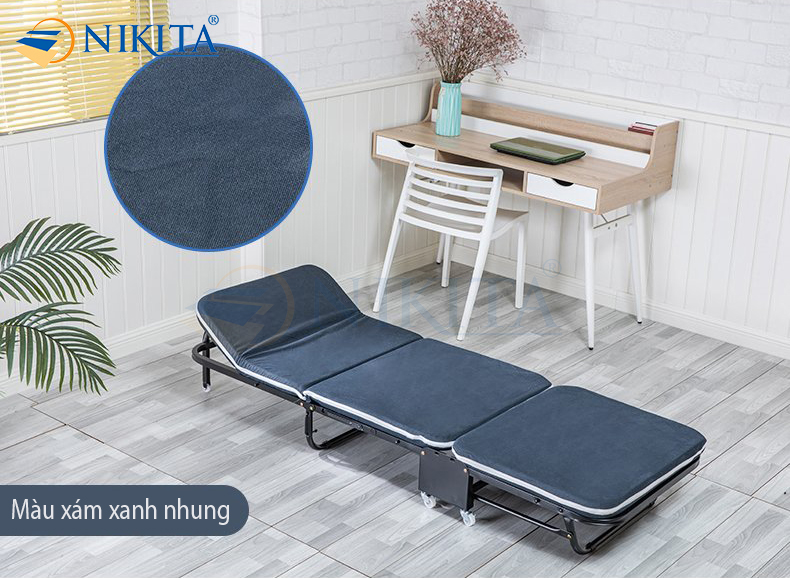 [HOT] Giường gấp đa năng gấp gọn NIKITA, khung thép sơn tĩnh điện, xếp gọn thành ghế sofa,  có bánh xe