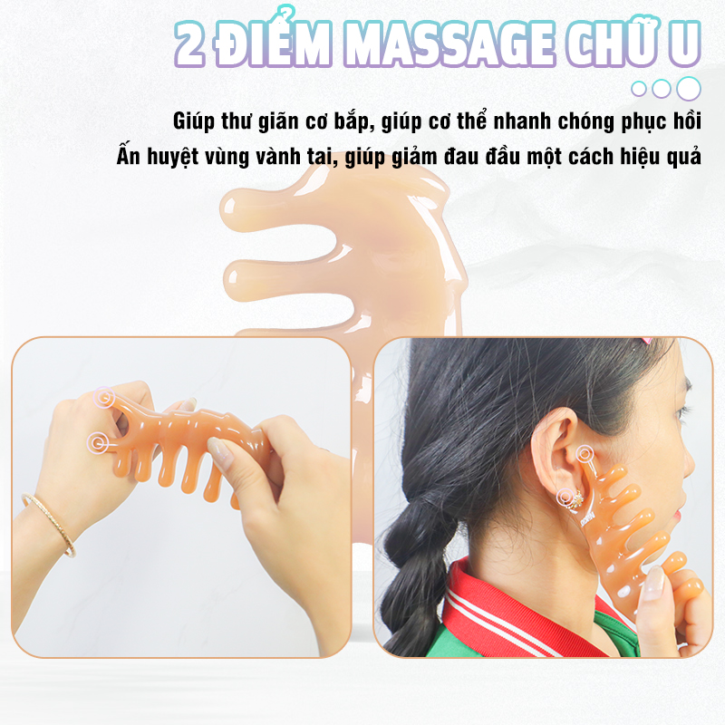 Lược massage kinh tuyến, massage da đầu Nikio NK-03C2 - Chăm sóc thư giãn đầu óc, Massage các huyệt bị trên mặt
