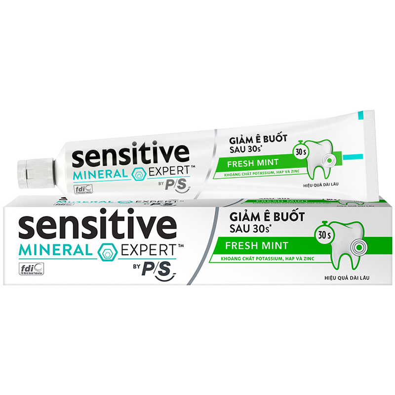 Bộ 3 Hộp Kem Đánh Răng P/S Giảm Ê Buốt Sau 30 Giây Sensitive Mineral Expert Fresh Mint Với Tác Động Từ Khoáng 100G