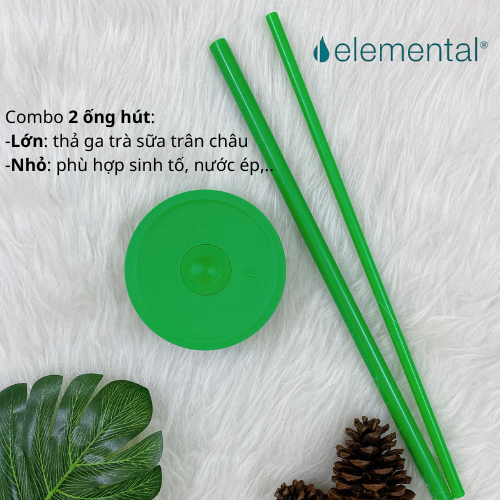 Ly giữ nhiệt Commuter Elemental 1180ml màu xanh neon thép không gỉ có tay cầm combo ống hút trân châu