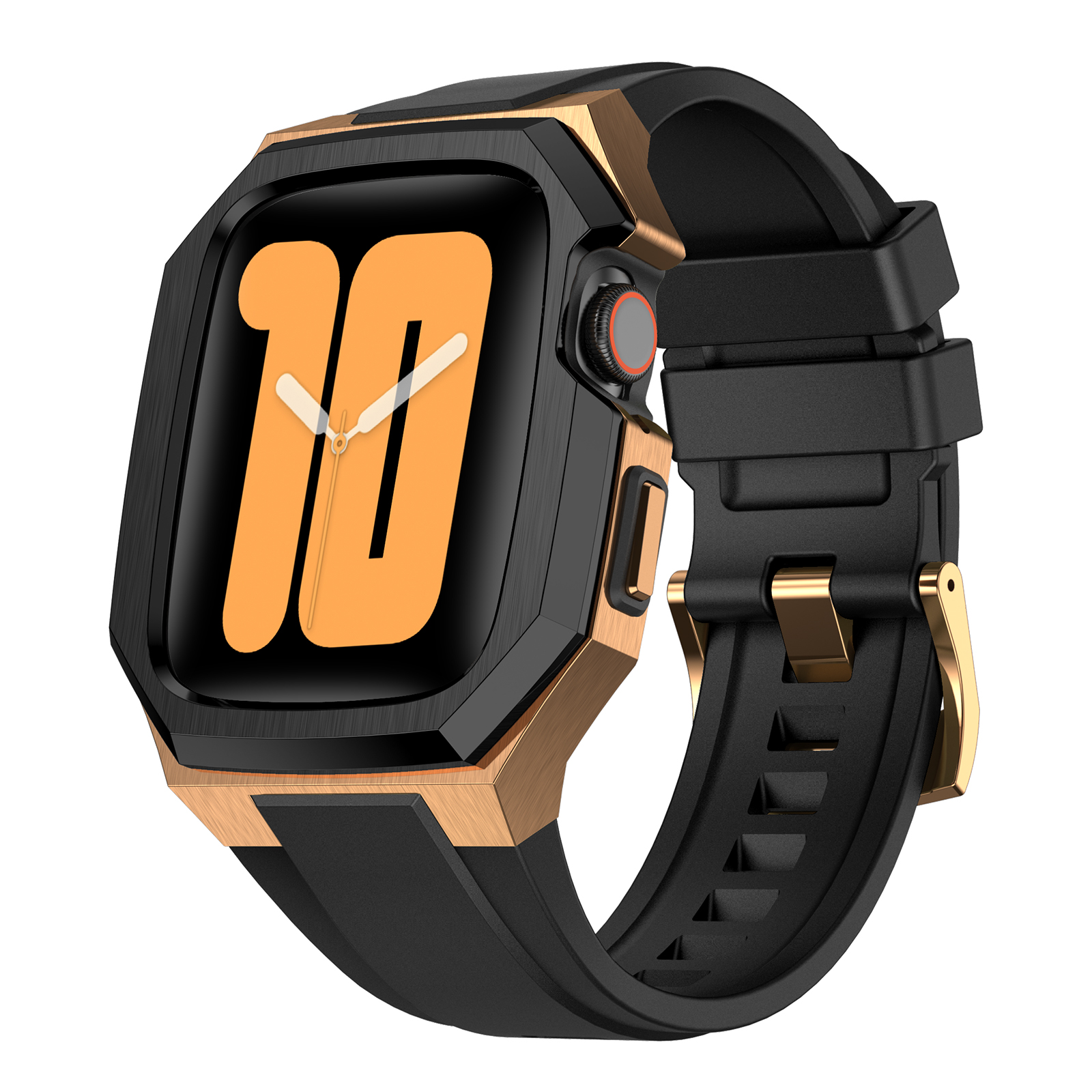 Ốp Case Vỏ Thép Không Gỉ bảo vệ tích hợp dây đeo Fluororubber cho Apple Watch Series 4/5/6/7/8/9/SE1,2 Size 44mm/45mm - Hàng Chính Hãng