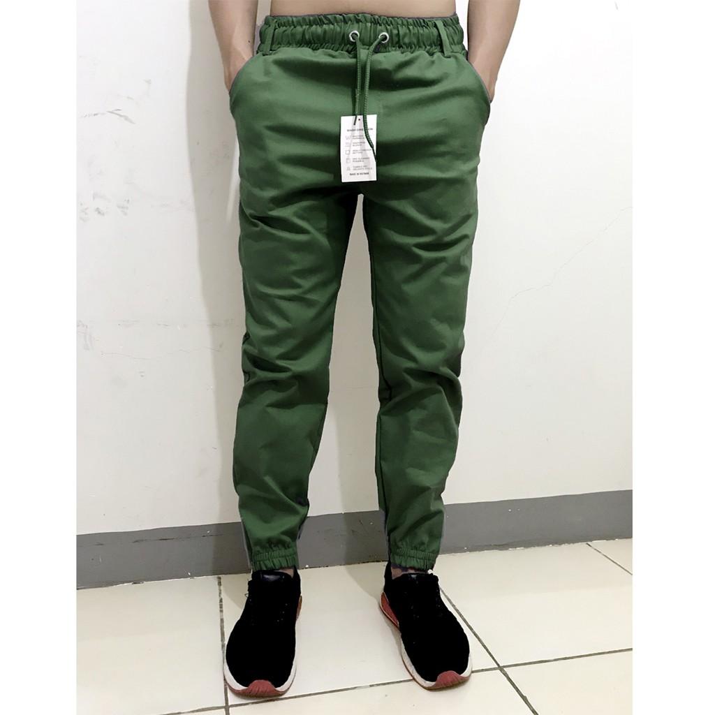 Quần jogger nam nữ vải kaki co giãn ống bó khóa zip cá tính (k1