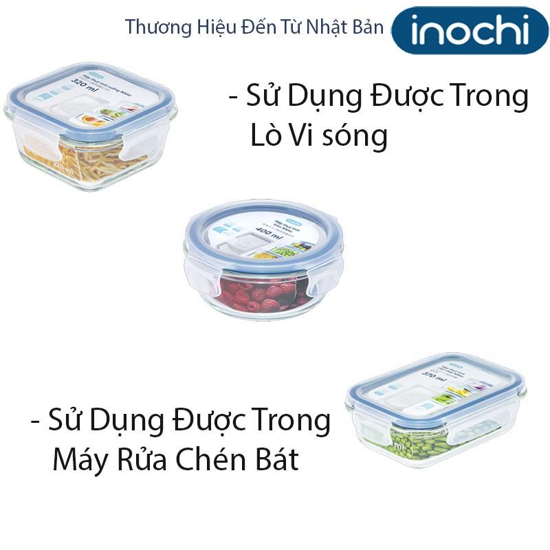 Bộ Hộp Thủy Tinh Đựng Thực Phẩm, Bảo Quản Thức Ăn Chữ Nhật - Vuông - Tròn Size Nhỏ 370 - 320 - 400ml