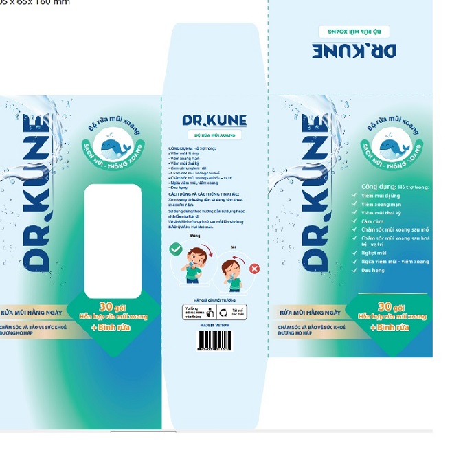 Combo bộ rửa mũi Dr. Kune (30 gói + bình) -  (Ngừa vi khuẩn + Bảo vệ khoang mũi luôn sạch sẽ, vệ sinh)