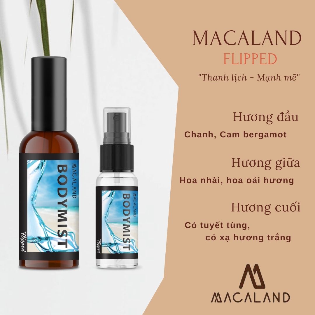 Body Mist xịt thơm body MACALAND hương nước hoa, dưỡng ẩm cho da