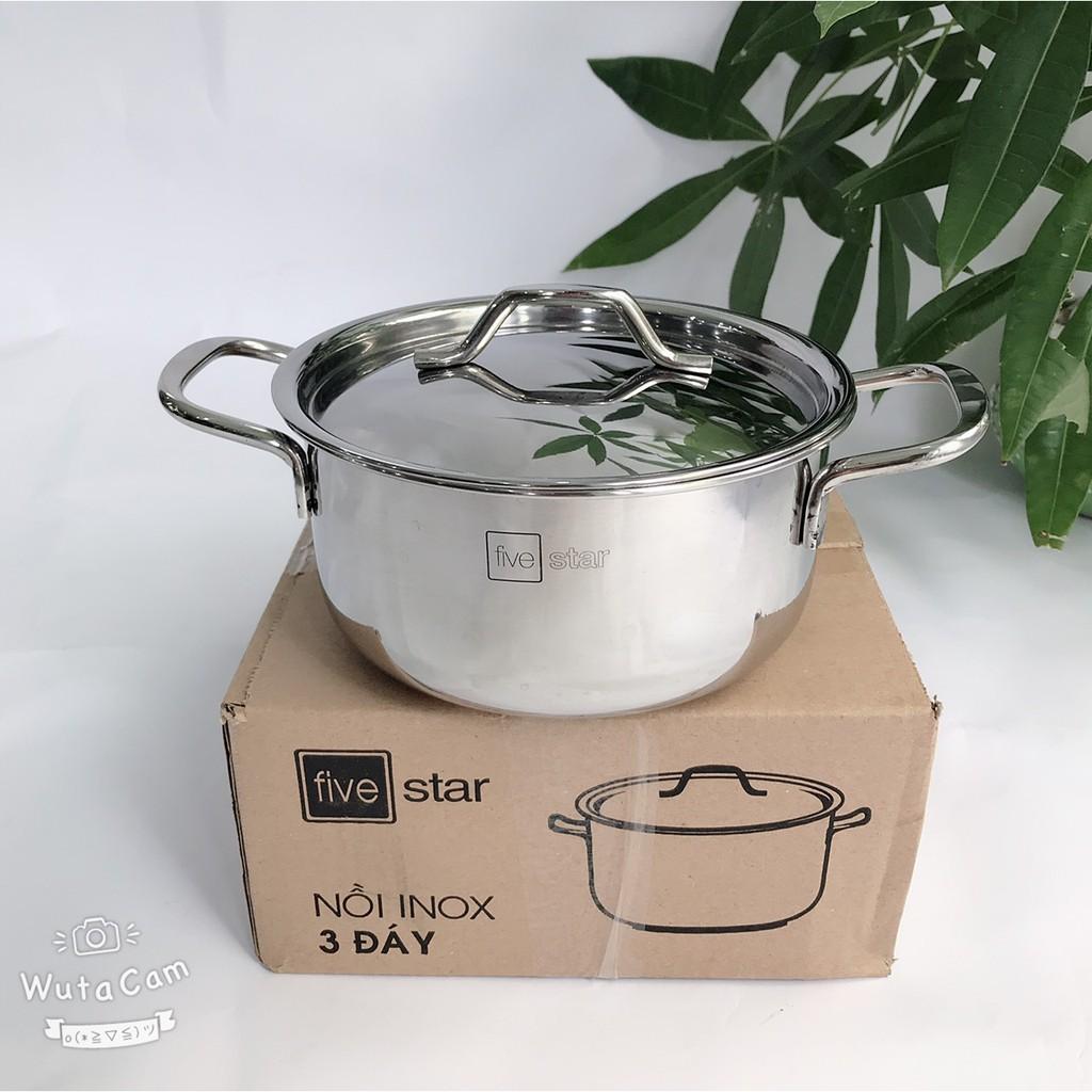 Nồi inox 3 đáy sandwich  FiveStar Standard nắp inox ( 16cm/18cm/ 20cm/24cm ),tặng 1 muỗng canh, dùng được mọi bếp