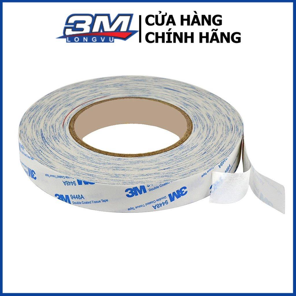 Băng keo 2 Mặt Chịu Nhiệt Dán Linh Kiện Điện Tử 3M Khổ 12mm x 50m 9448A-12 - 3M Long Vu