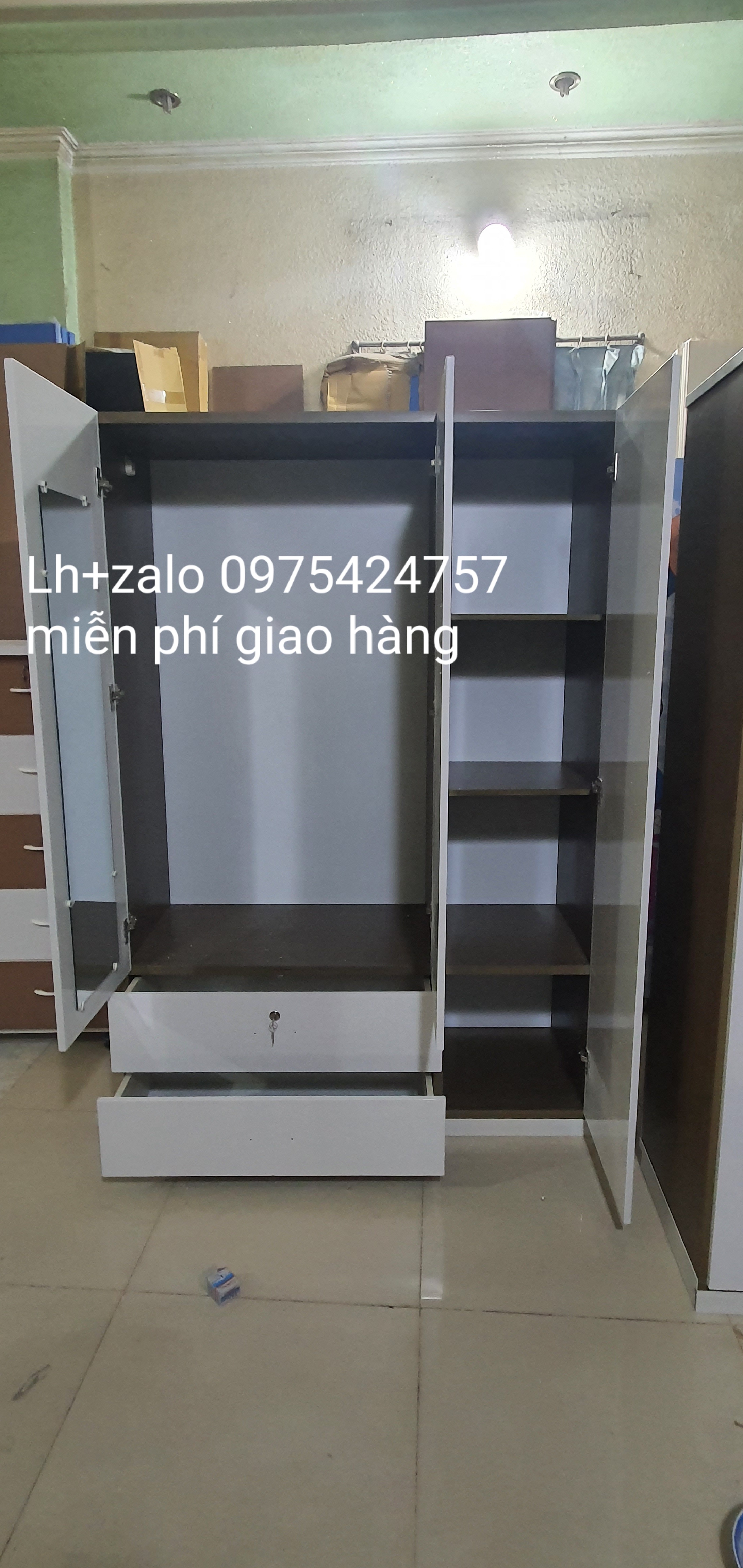 Tủ nhựa đài loan 3 cánh phối màu