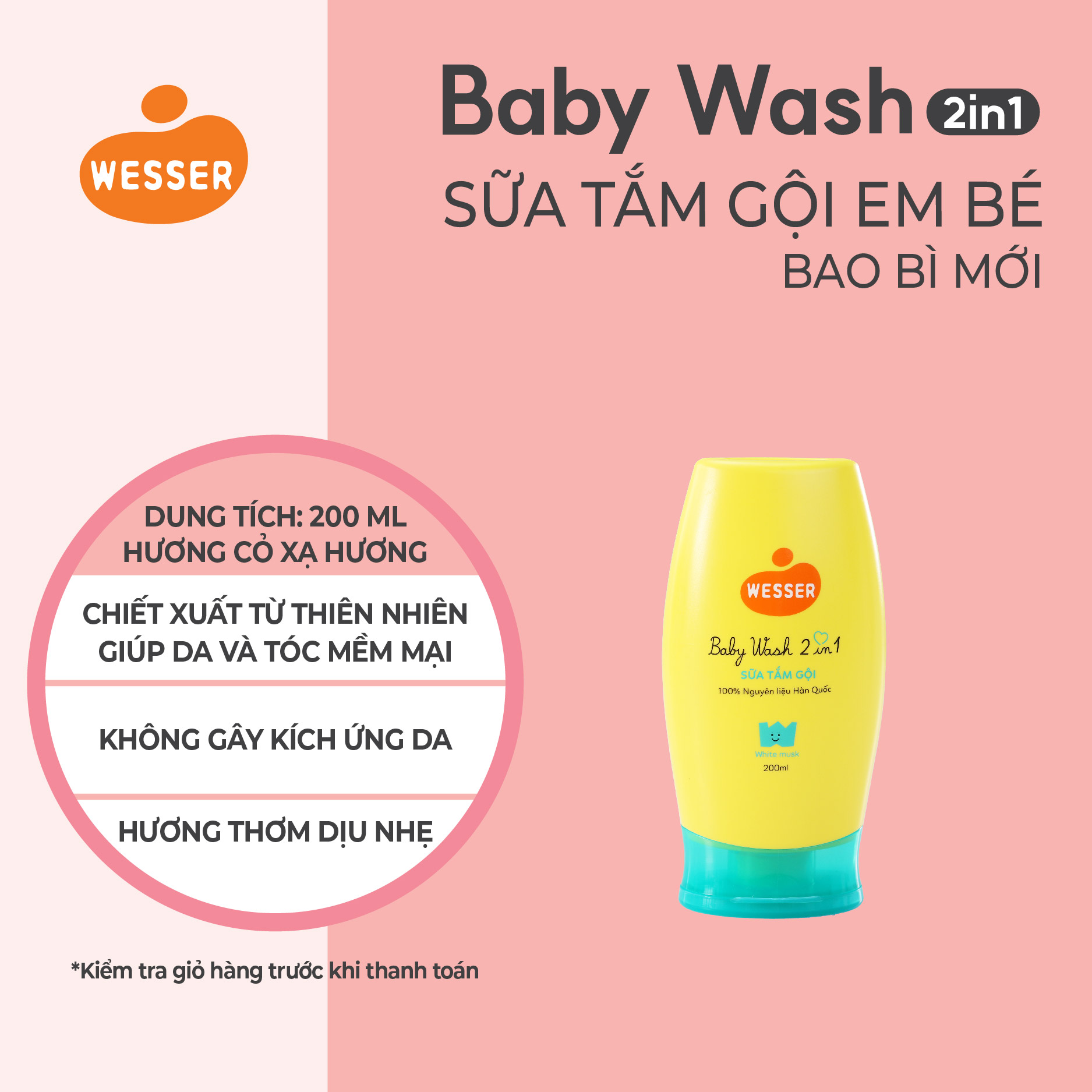 Sữa tắm gội Wesser 2 in 1 200ml