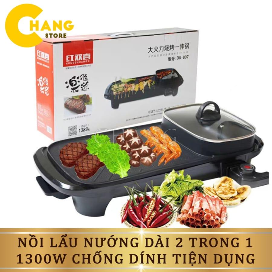 Nồi Lẩu Nướng Dài Đa Năng 2 in 1 - Bếp Nướng Điện Và Lẩu Công Suất Lớn 3000W Đa Năng Tiện Lợi