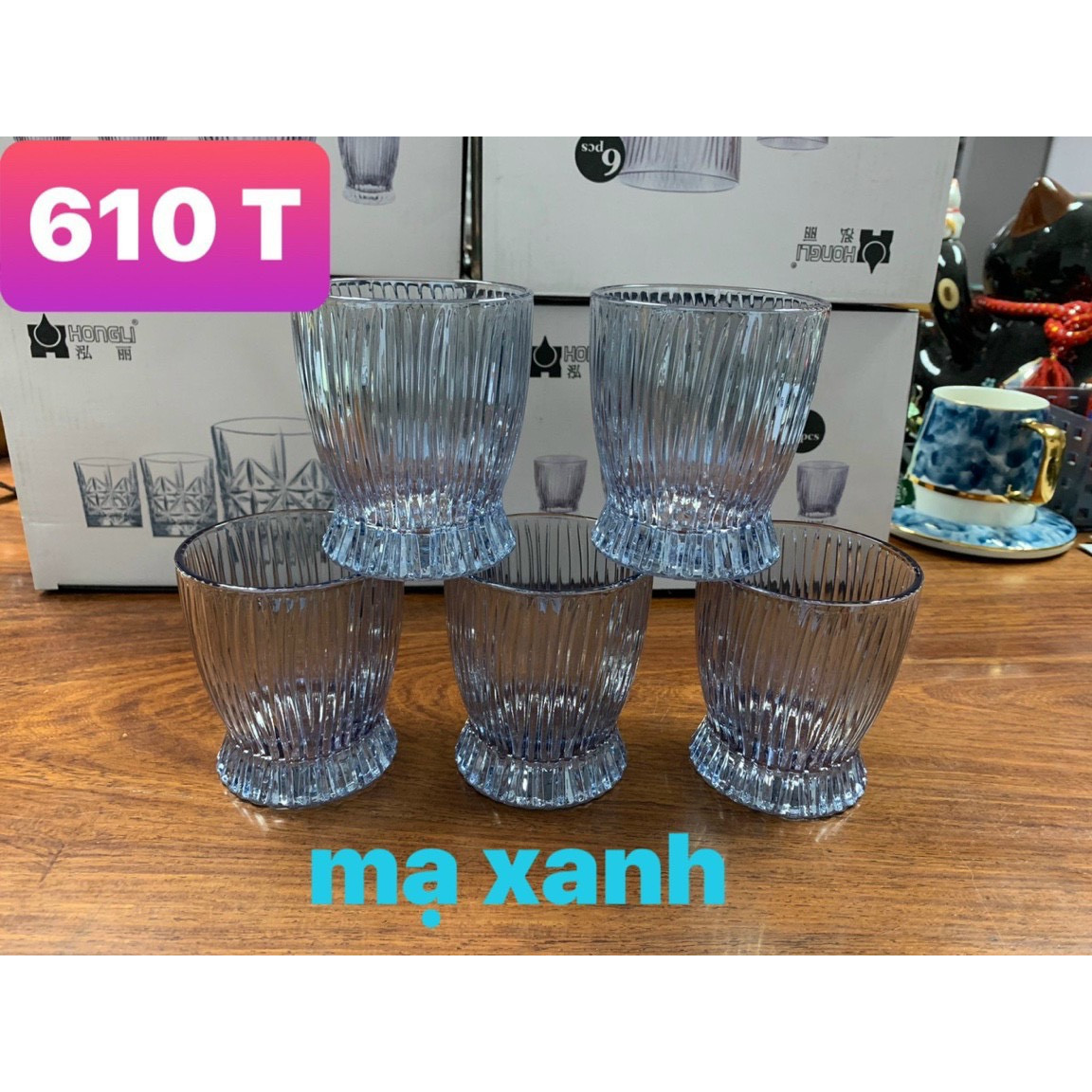 Bộ 6 ly thủy tinh uống nước cao cấp vân tăm - VD52