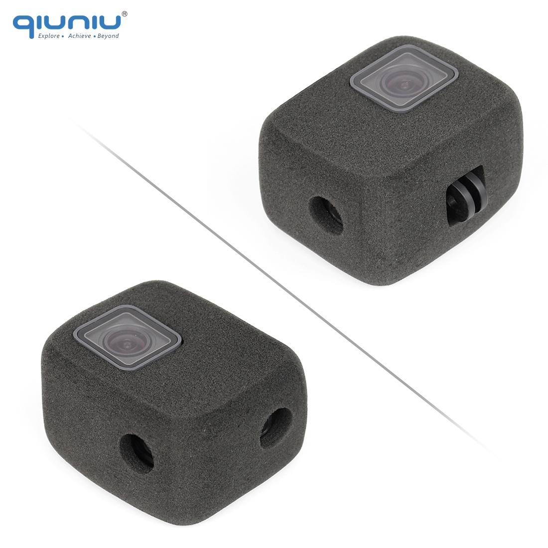 QIUNIU Kính Chắn Gió Xốp Chống Gió Bao Gió Giảm Tiếng Ồn Bọt Biển Cho GoPro Hero 5/6/7 Đen 7 Bạc trắng Go Pro Phụ Kiện