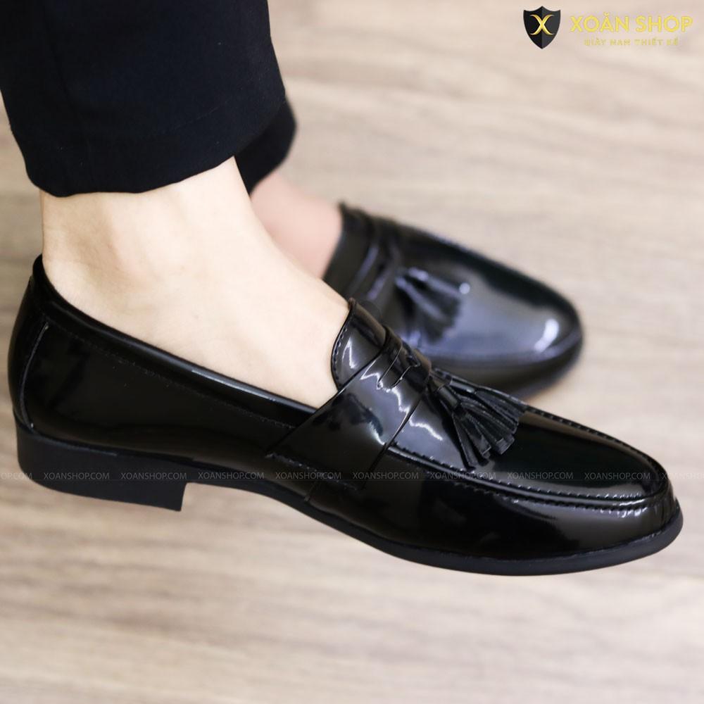 Giày Lười Nam Da Lì Đế Cao Su chuông bóng kiểu dáng hàn quốc 2021