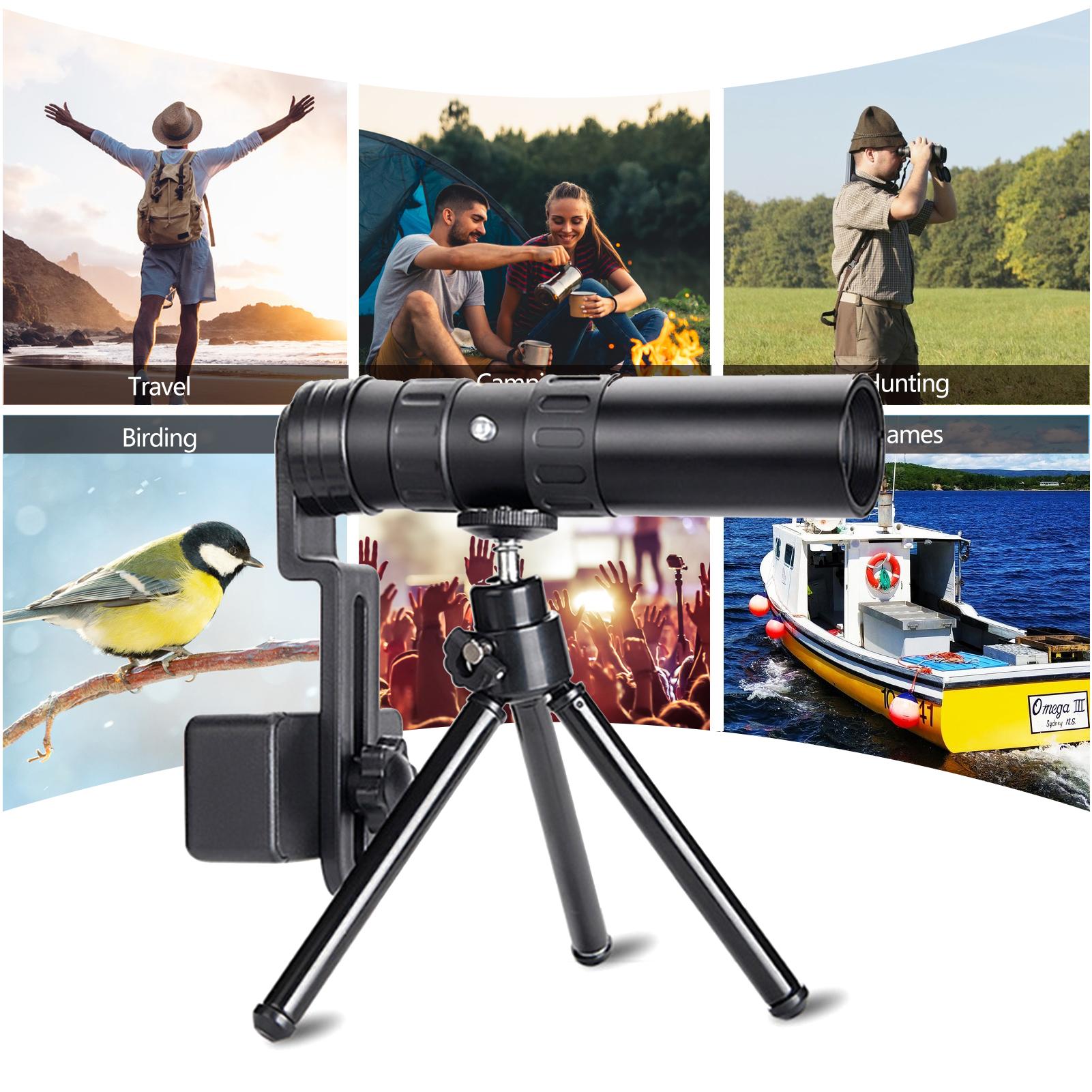 10-300X40mm Monocular Telescope with Smartphone Holder Tripod for Bird Watching Hunting Camping Hiking Travelling