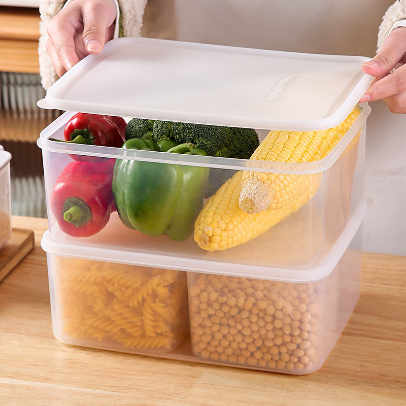 Hộp Nhựa Đựng Thực Phẩm Tủ Lạnh, Hộp Bảo Quản Thực Phẩm Chia 4 Ngăn Có Nắp Đậy Tiện Lợi