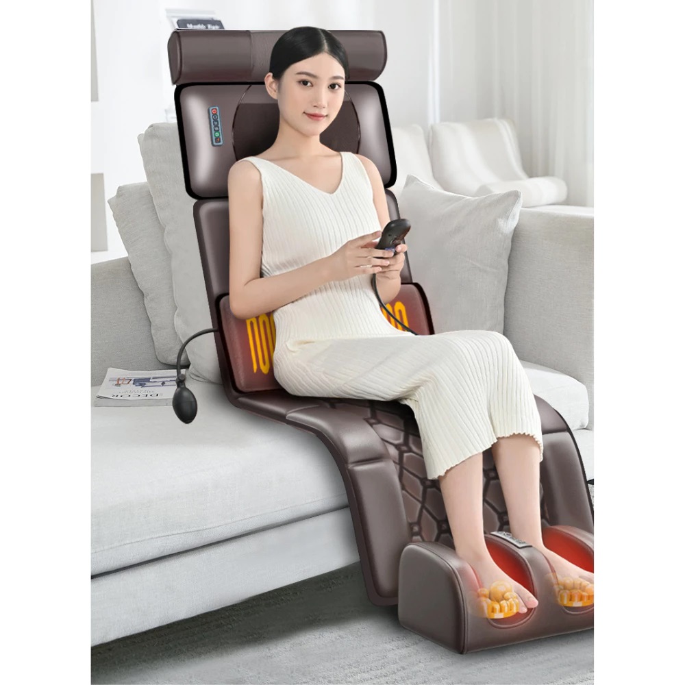Đệm Massage Toàn Thân GDV Kèm Gối Xông Thảo Mộc, Massage Cổ Vai Gáy và Massage Chân thảm ghế mát xa rung, làm ấm, dụng cụ phục hồi sức khoẻ - Hàng Chính Hãng