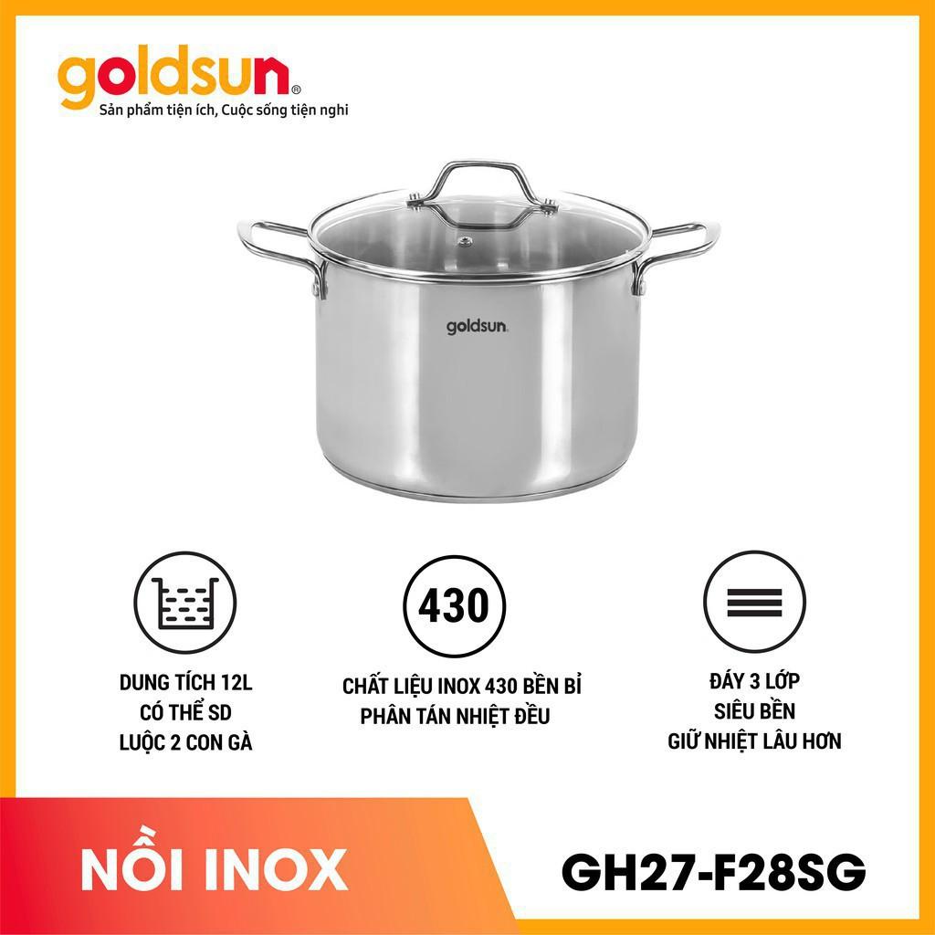 Nồi Inox 3 đáy Goldsun GH27-F28SG 28cm - Hàng chính hãng