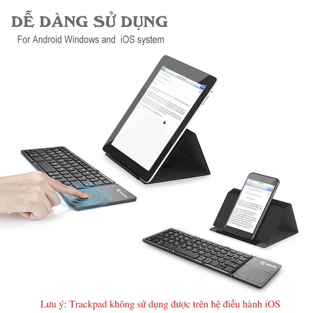 Bàn phím không dây Bluetooth A18 có trackpad gấp gọn cho điện thoại, máy tính bảng, tvbox - Hàng chính hãng + Tặng kèm hộp đựng tai nghe Carbon thuận tiện