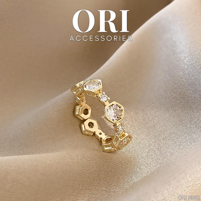Nhẫn nữ Freesize mặt lục giác Aliyah độc đáo thời trang ORI ACCESSORIES N061