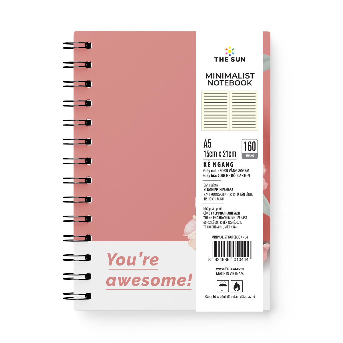 Sổ Lò Xo Bìa Cứng Minimalist A5 - Kẻ Ngang - 160 Trang 80gsm - The Sun 04