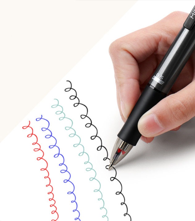Bút bi nhiều màu M&amp;G - 0.5 mm - 4 màu mực - Vỏ thiết kế đen bóng sang trọng - 1 cây - ABP80315