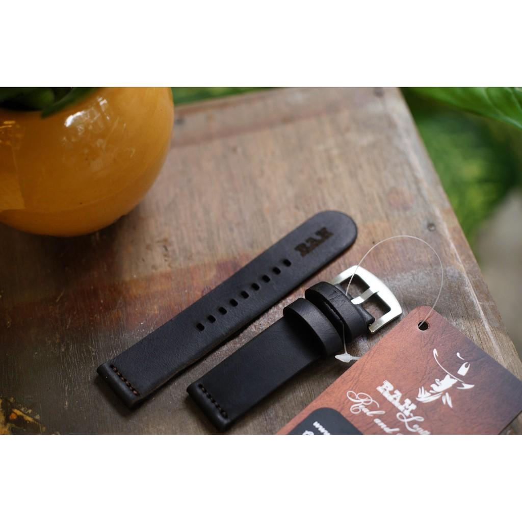 DÂY ĐỒNG HỒ DA BÒ THẬT RAM SIMPLE ĐEN- CHÍNH HÃNG RAM LEATHER-SIZE ,22MM,APPLE WATCH