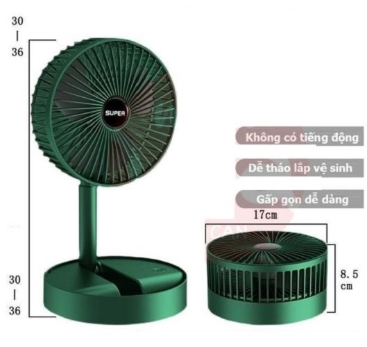 Quạt để bàn cắm điện cổng USB thông minh thiết kế hình tròn dễ dàng gấp gọn hoặc kéo dài thân quạt, chất liệu nhựa cao cấp bền đẹp, dễ sử dụng cho mọi người
