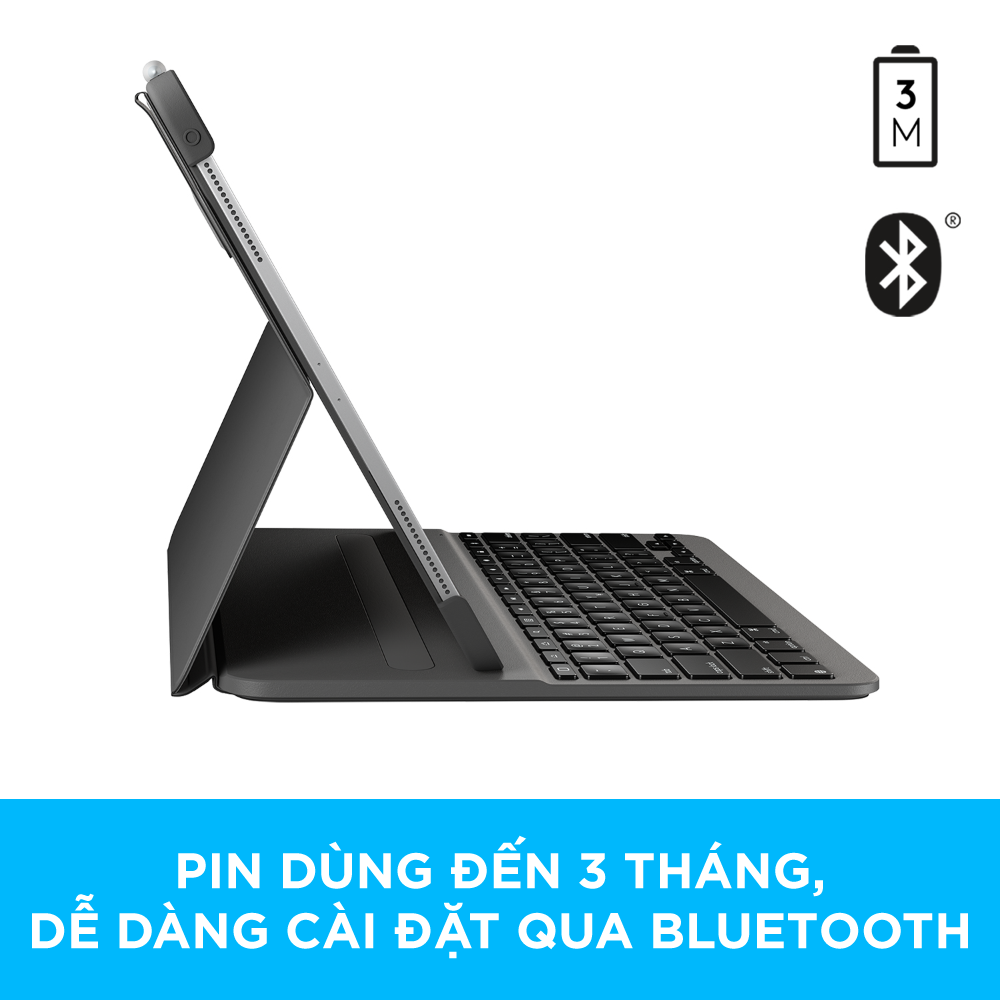 Bao da kèm bàn phím Logitech Slim Folio Pro dành cho iPad Pro 12.9 inch - Hàng chính hãng