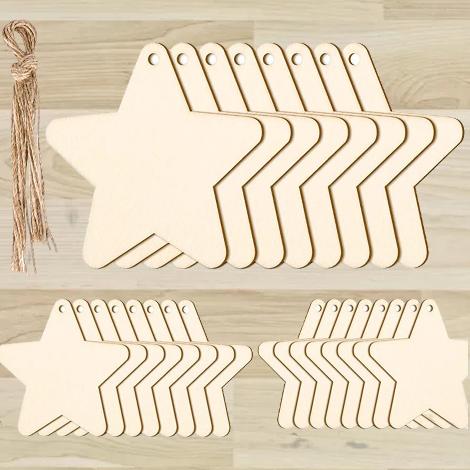 25x Unfinished Wood Slices Wooden Craft Shapes with Ropes for Crafts Holiday