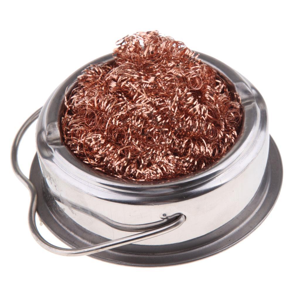 Welding Soldering Solder Iron Tip Cleaner Steel Wire with Stand Silver