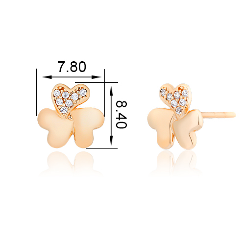 Bông Tai Nữ Vàng 14K Thiết Kế Họa Tiết Hình Cỏ Ba Lá May Mắn Đính Đá CZ Cao Cấp Lấp Lánh BT409 Huy Thanh Jewelry