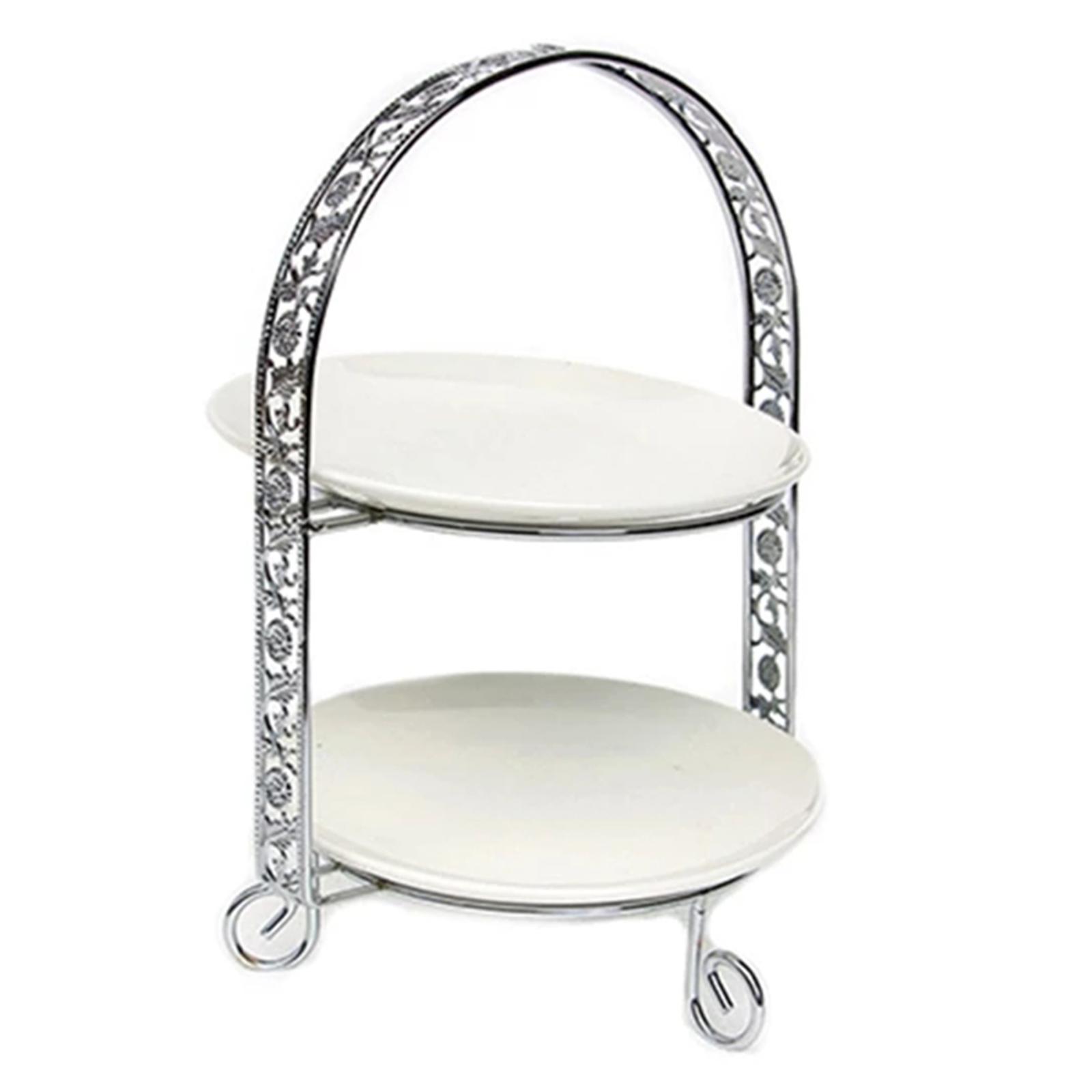 Iron 2-Tire Cupcake Platter Display Stand Serving Plate Rack