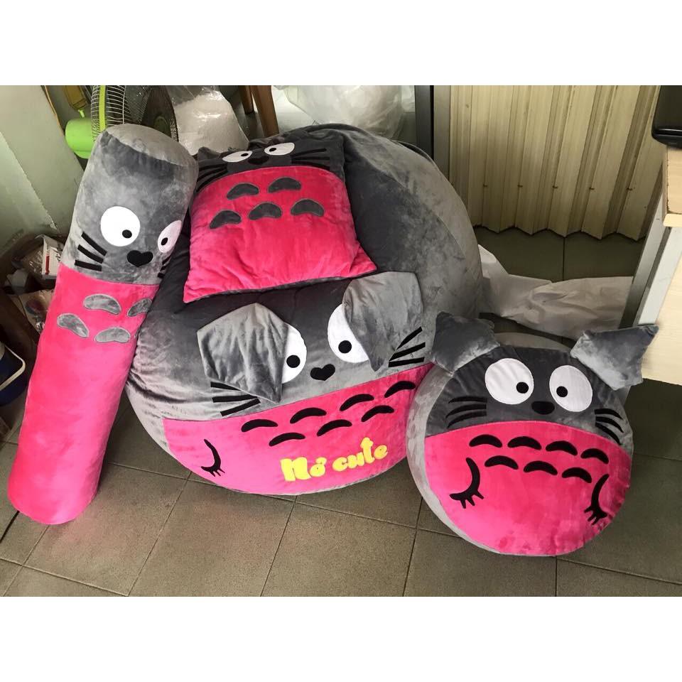 Ghế xốp dáng lê Totoro cỡ M, CHẤT nhung ruột xốp