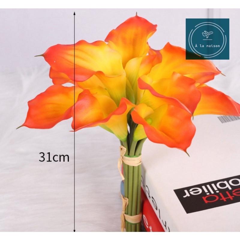 Bó hoa Calla Lily 12 cành hoa loại 1 bằng PU mềm mại sang trọng, hoa lụa cao cấp, hoa cưới, hoa cô dâu