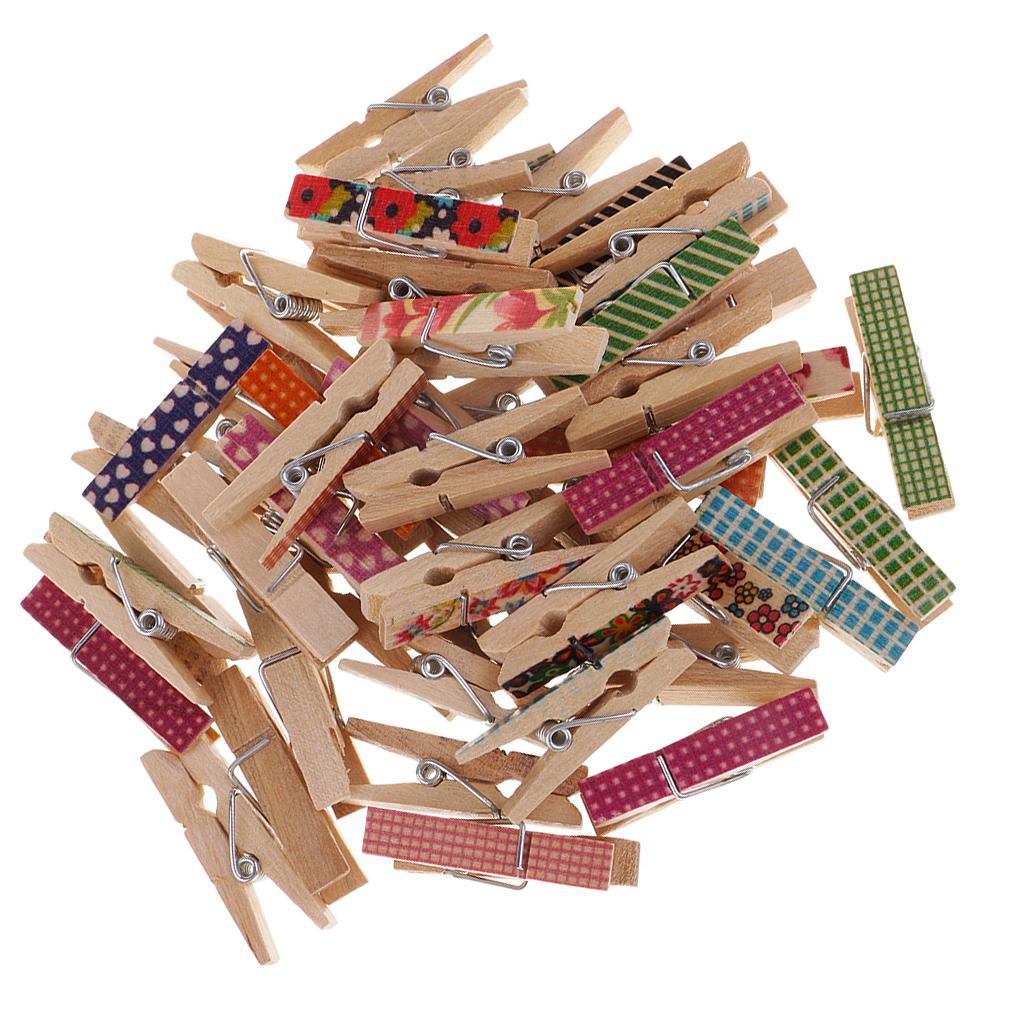 50X Nhà/Văn Phòng Màn Hình Hoa Văn Clothespins Ảnh Gỗ Giấy PEG DIY Quà Giáng Trang Trí Lễ Cưới Kẹp