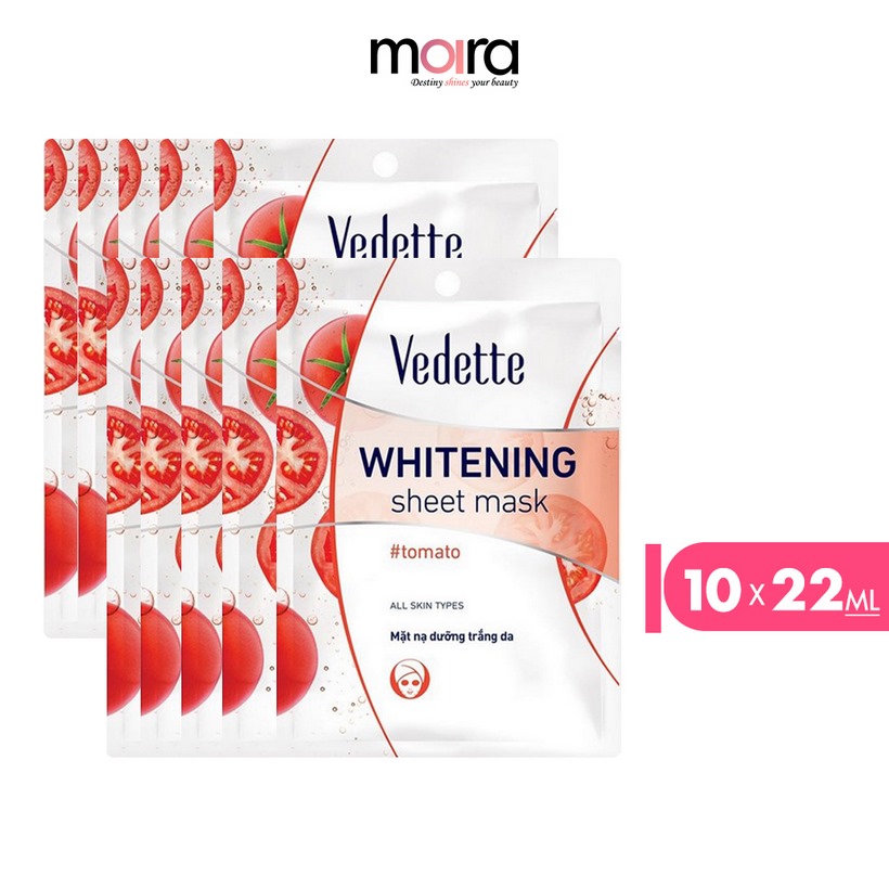 Combo 10 Mặt nạ giấy dưỡng trắng da Cà chua Vedette 22ml