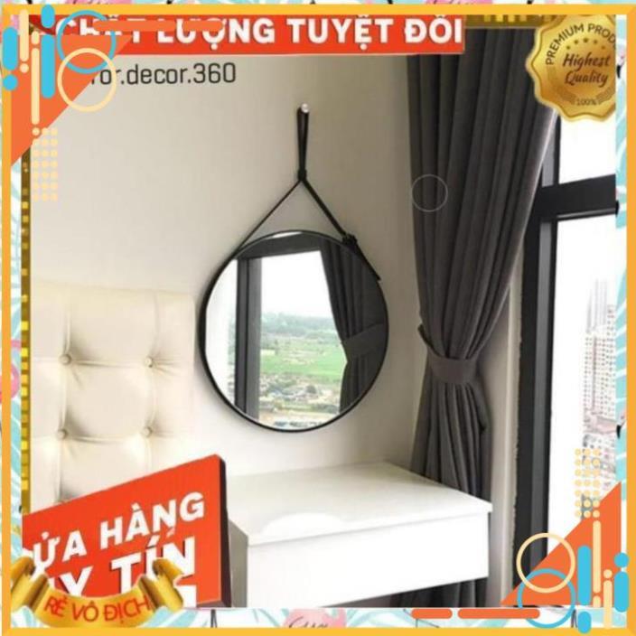 Gương Bỉ 5Ly Tròn Viền Da (Size 50cm) Treo Tường Cao Cấp (hot nhất 2020) + phụ kiện móc treo đầy đủ