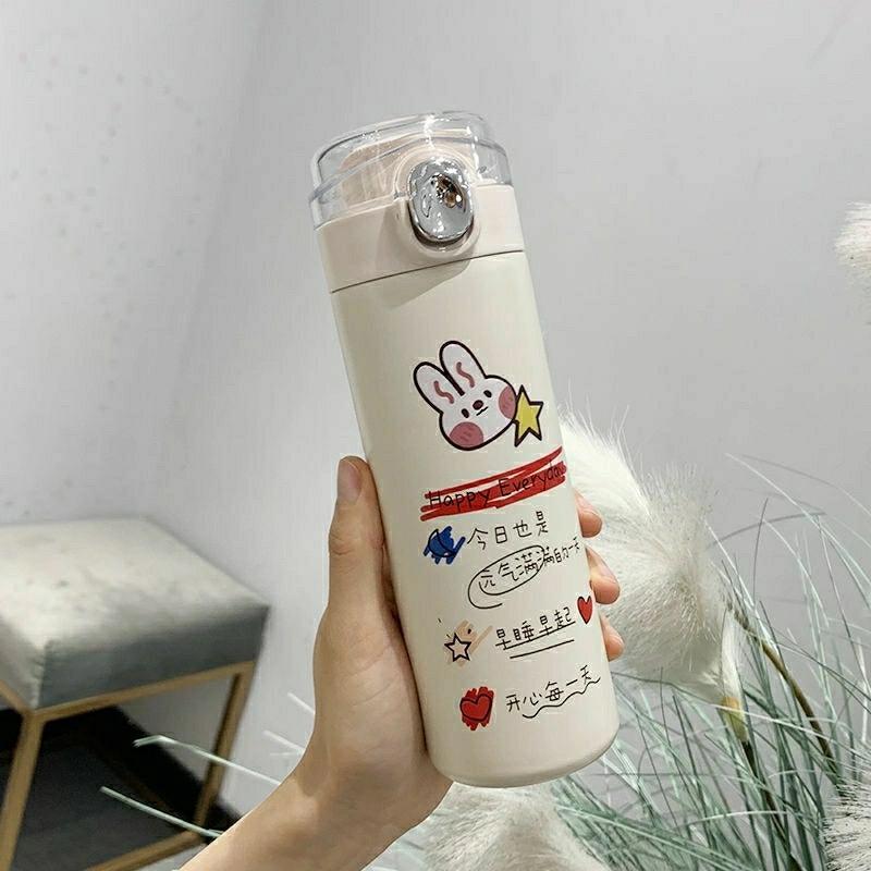 320Ml/450Ml Dễ Thương Phong Cách Hàn Quốc Bình Giữ Nhiệt Sáng Tạo 304 Bình Bằng Thép Không Gỉ Máy Hút Chân Không Trà Cà Phê Sữa cốc Du Lịch Nhiệt Cup