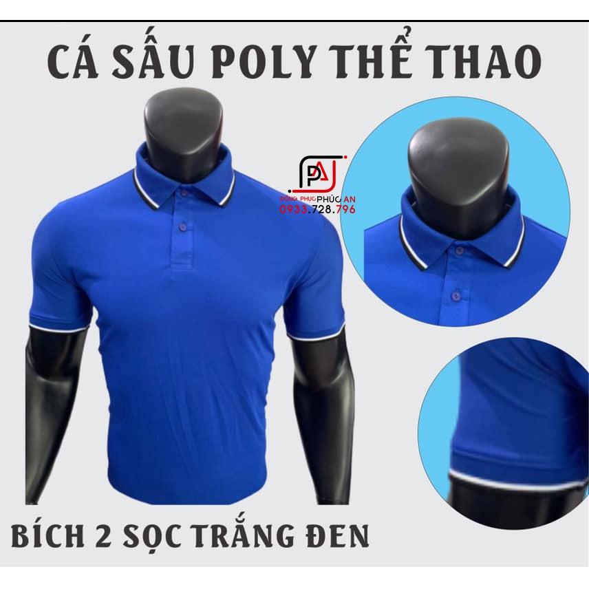Áo thun cổ sọc nam nữ chất vải co giãn thể thao