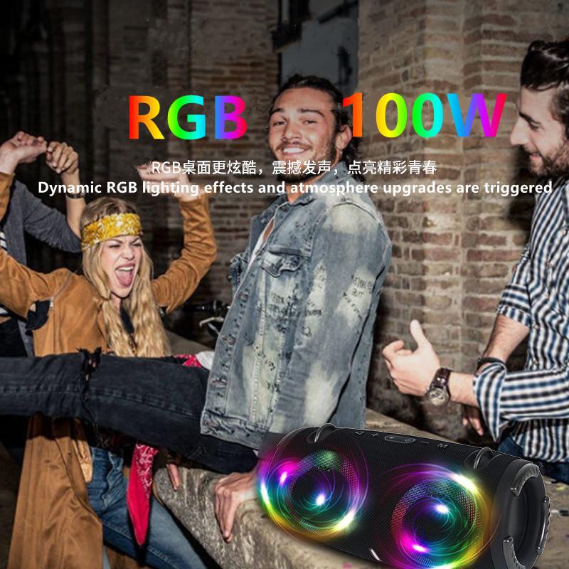 Loa siêu trầm không dây TWS công suất cao 100W, loa thẻ chống nước di động RGB, đèn nhấp nháy xoay đầy màu sắc, loa bluetooth Màu sắc: kích thước nhỏ