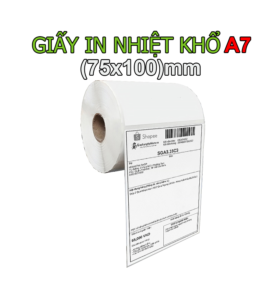 Lốc 2 cuộn giấy in đơn hàng rộng mm ,các sàn TMĐT khổ A7 , in nhãn phụ, vận đơn của các đơn vị vận chuyển , in bóc dán lên đơn hàng