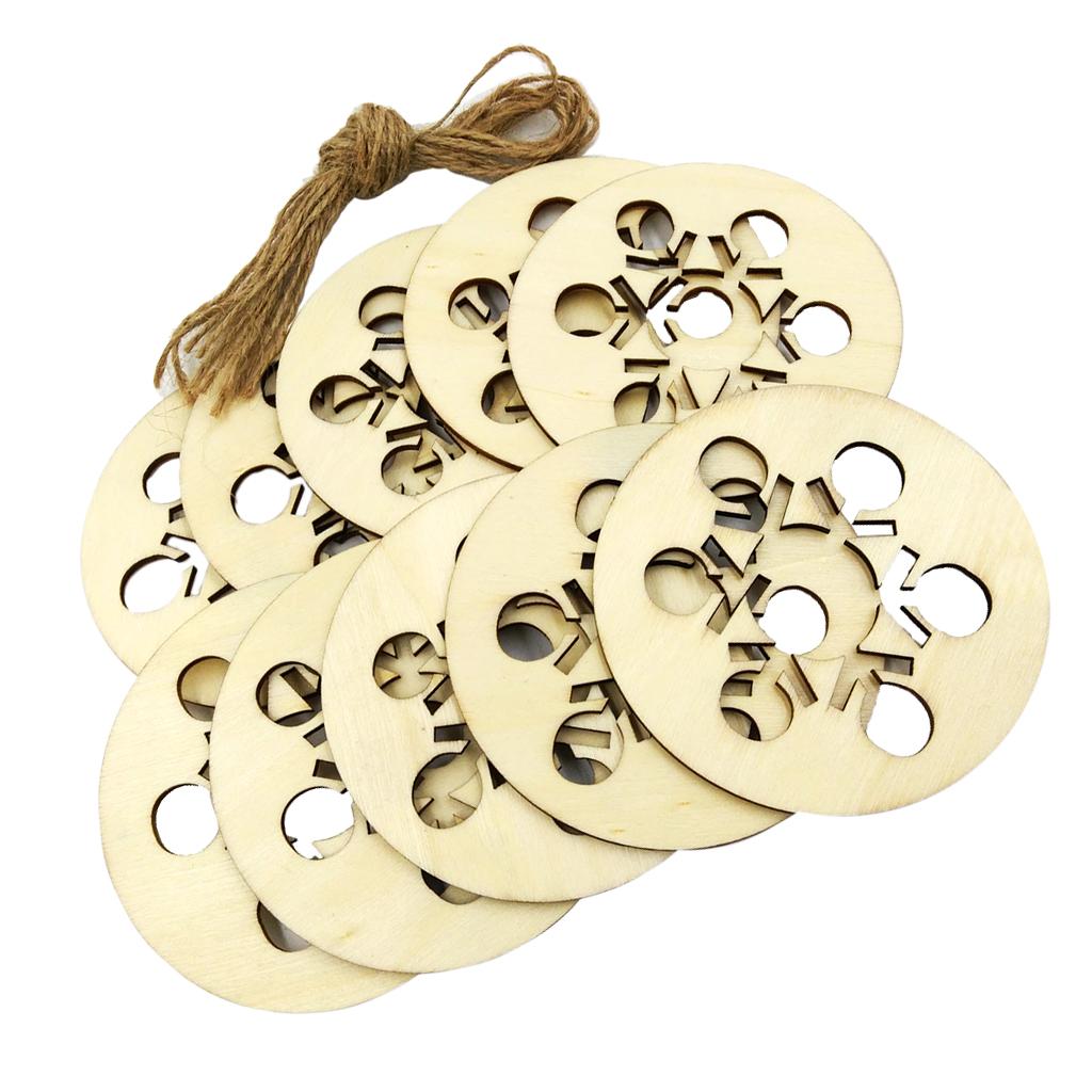 10Pcs/lot Hollow Snowflake Wooden Pieces Embellishments Wood Slices Arts Crafts