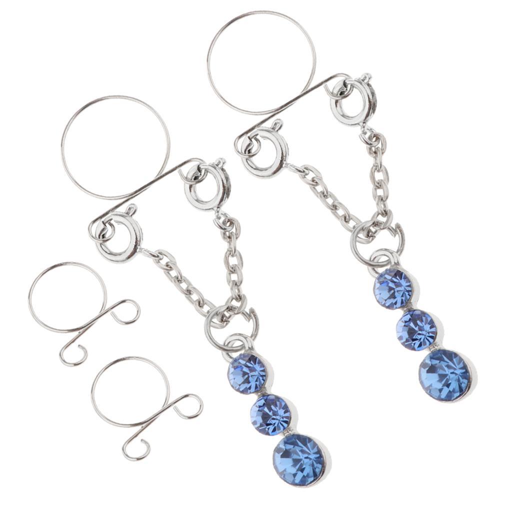 3-10pack 2Pcs Fake Nipple Rings Dangle Non Piercing Stainless Steel Body Jewelry